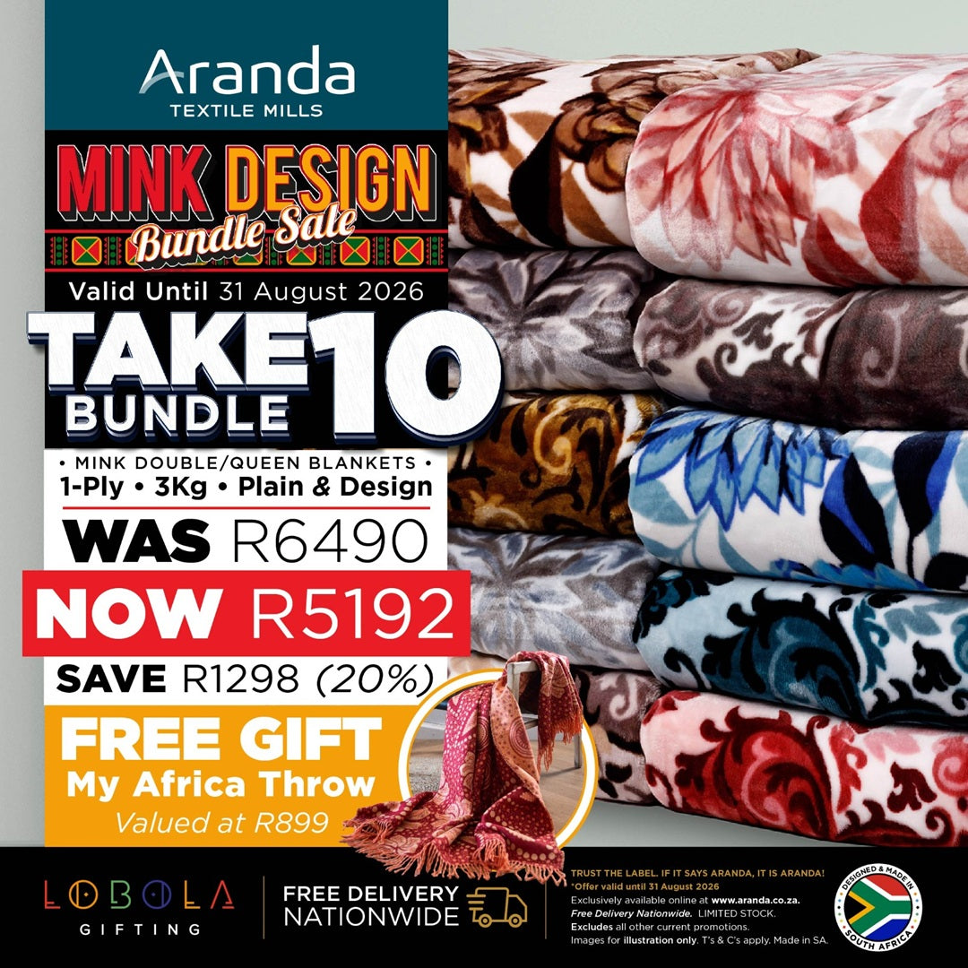 Lobola Bundle - Take 10 | 1 Ply Dbl Queen Mink Designs Assorted