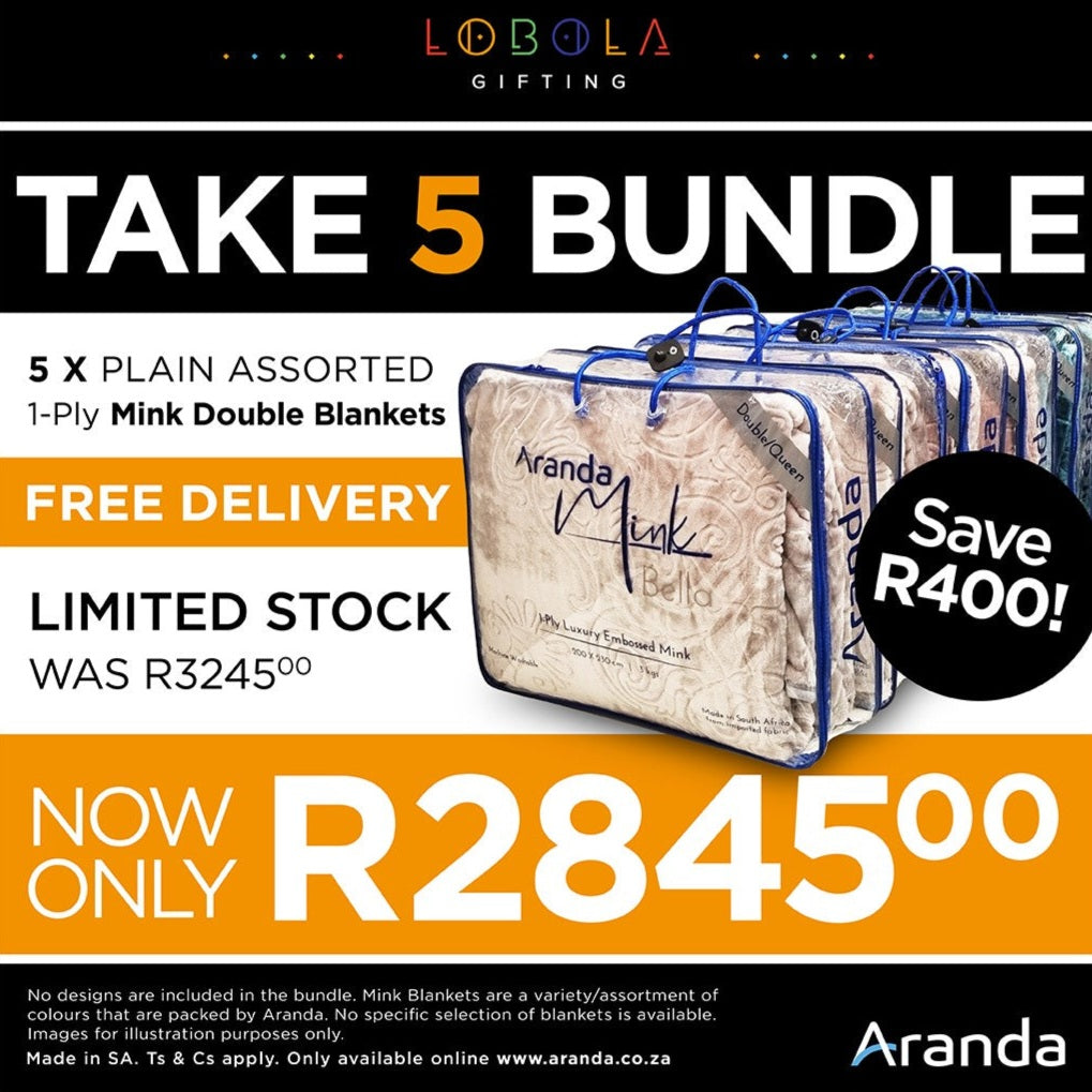 Lobola Bundle - Take 5 | 1 Ply Double Mink Plain Assorted