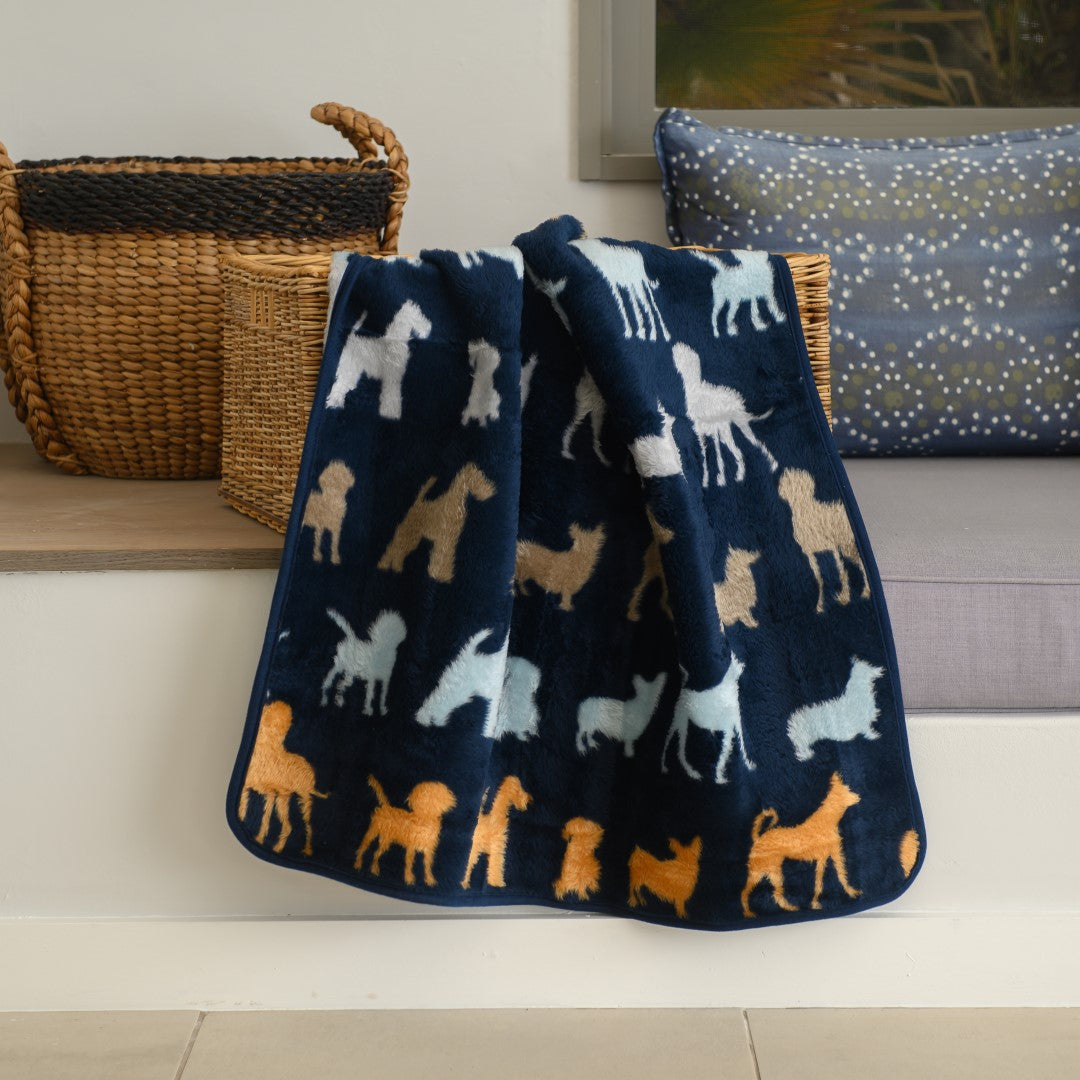 Finesse Pet Blanket - Rainbow Dogs | Navy/Desert