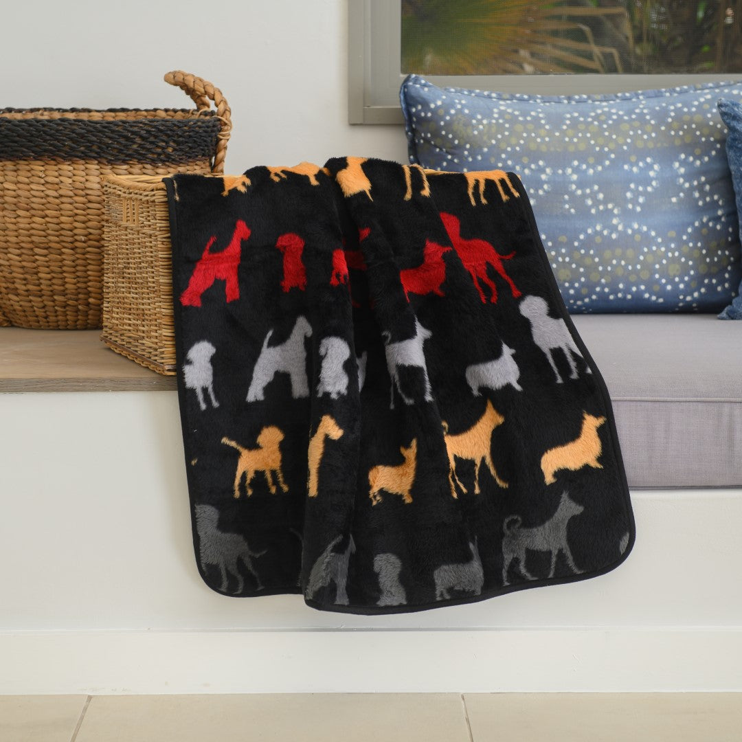 Finesse Pet Blanket - Rainbow Dogs | Black/Steel