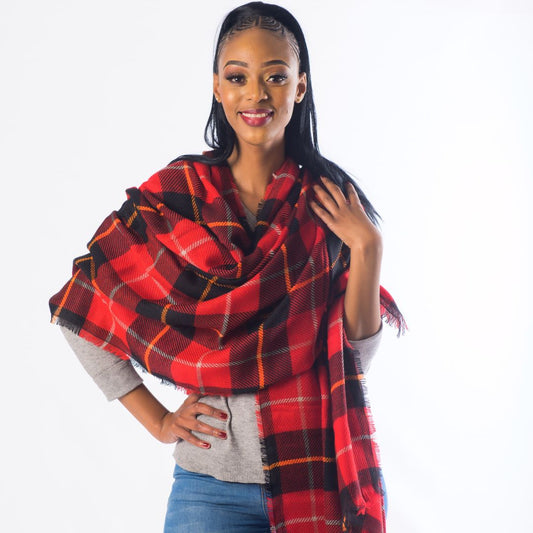 Blanket Scarf - Classic Check | Chilli Red/Black