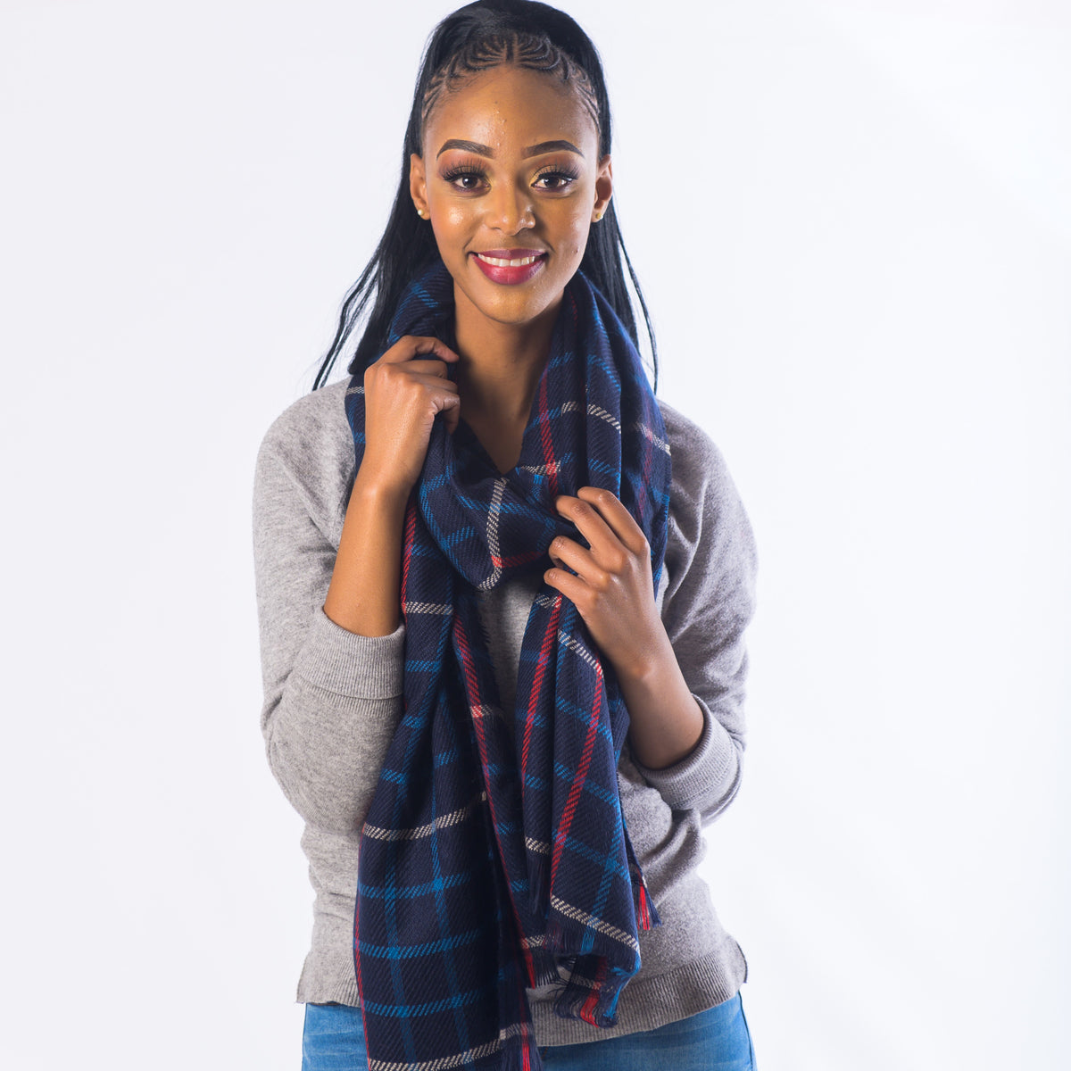 Blanket Scarf - Tiles | Navy/Teal