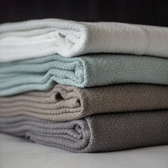 Cotton Blanket - Chevron | White