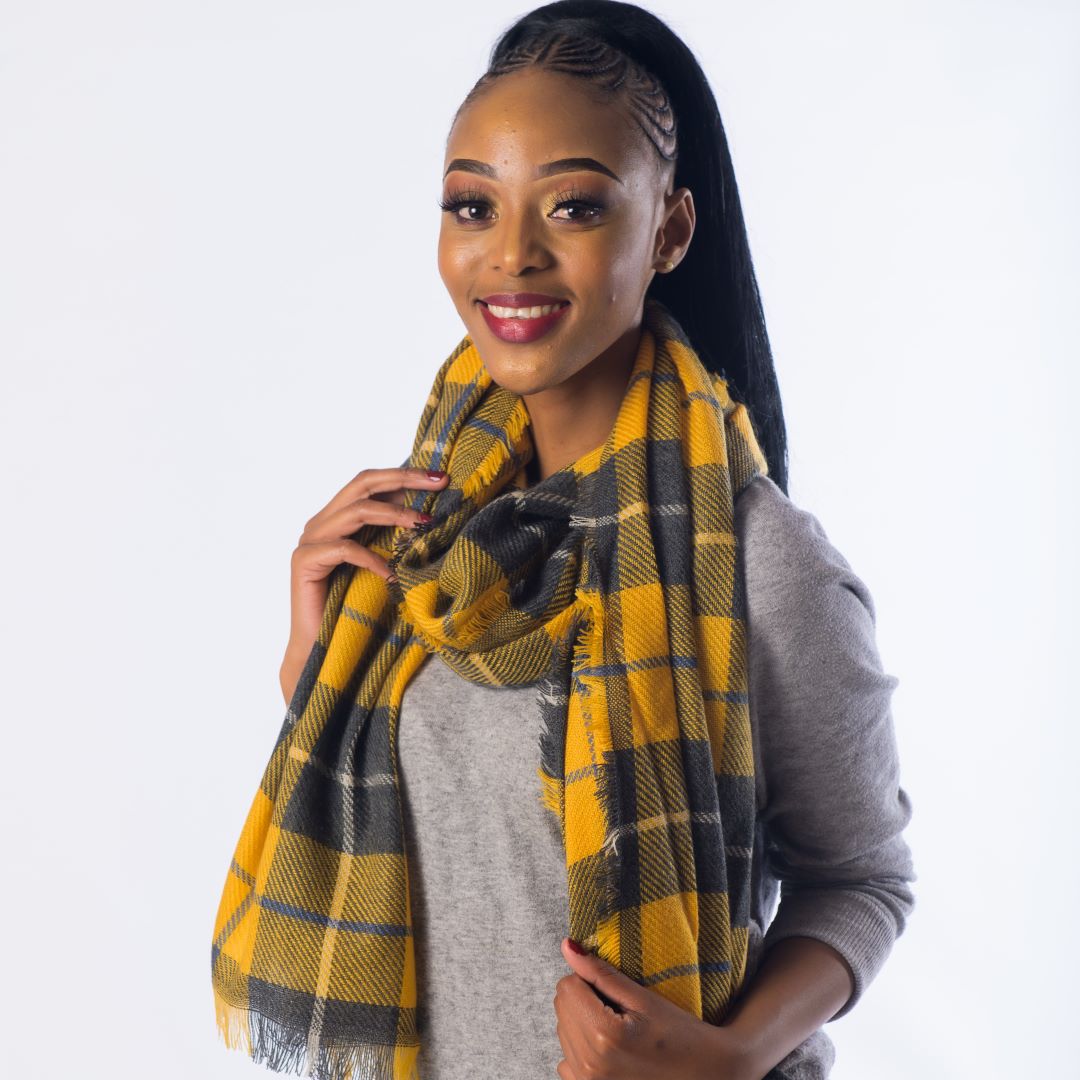 Blanket Scarf - Classic Check | Mustard/Charcoal