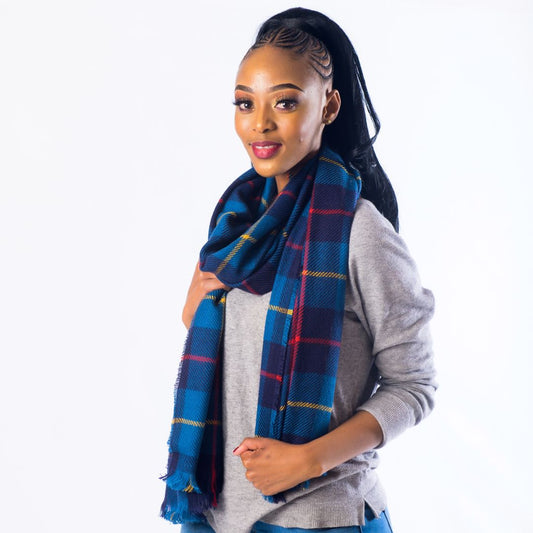 Blanket Scarf - Classic Check | Teal/Navy