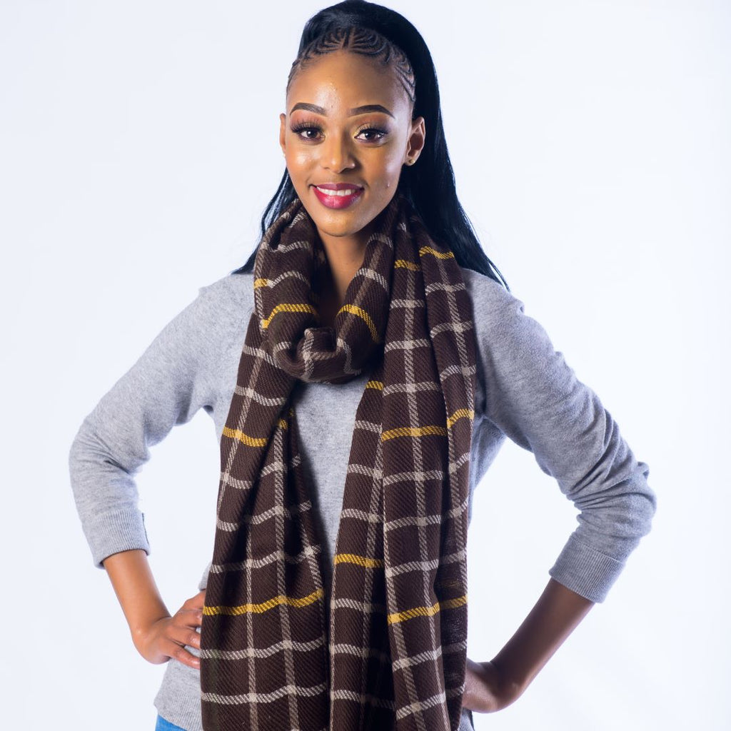 Blanket Scarf - Tiles | Choc/Taupe – Aranda Textile Mills