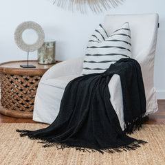 Chenille Throw - Plain Black