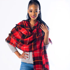 Blanket Scarf - Classic Check | Chilli Red/Black